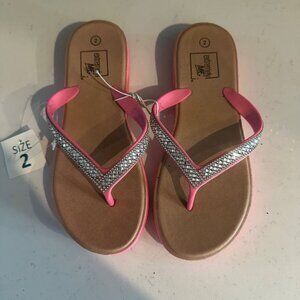 Pink Rhinestone Embellished Flip-Flops Size 2 By Extremely Me